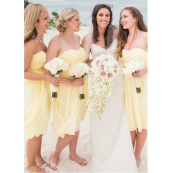 Daffodil Sweetheart Chiffon Short Bridesmaid Dress
