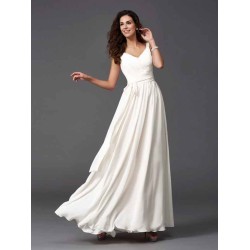Charming Straps Sash/Ribbon/Belt Sleeveless Long Chiffon Bridesmaid Dresses
