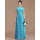 Charming Jewel Short Sleeves Lace Chiffon Bridesmaid Dresses