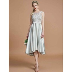 Modern Bateau Sleeveless Ruffles Asymmetrical Bridesmaid Dresses