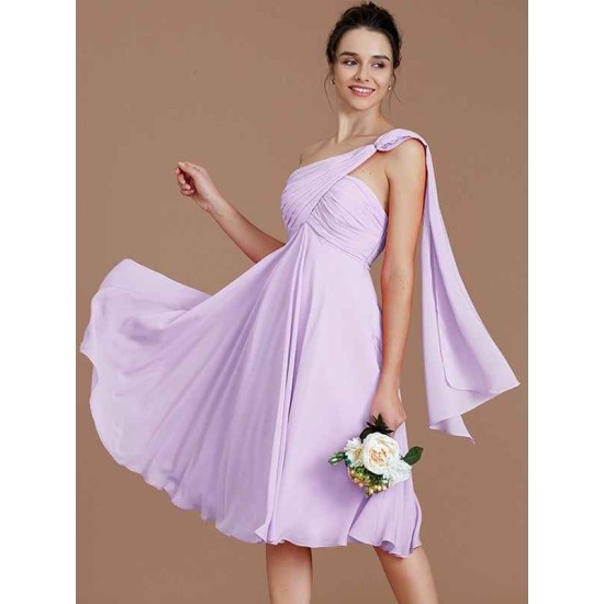 Classy Sleeveless One Shoulders Ruched Short/Mini Chiffon Bridesmaid Dresses