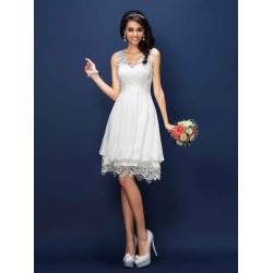V-Neck Elegant Lace Sleeveless Short Bridesmaid Dresses