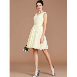 V-Neck Elegant Sleeveless Sash/Ribbon/Belt Short/Mini Chiffon Bridesmaid Dresses