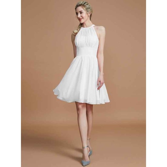 Amazing Chiffon Knee-Length Sleeveless Scoop Bridesmaid Dresses