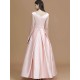 Modern Bateau Sleeveless Asymmetrical Ruffles Satin Bridesmaid Dresses
