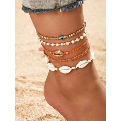 Exquisite Alloy With Shell Anklets(5 Pieces)