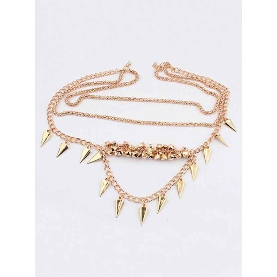 Occident Hyperbolic Stylish Street shooting style Button screw Metallic Multi-layered Hot Sale Necklace