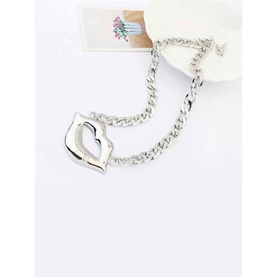 Occident Hyperbolic Flash Drilling Sexy Lip Print Hot Sale Necklace